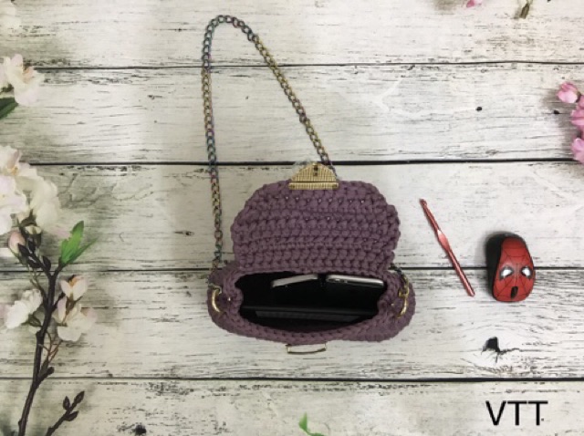 Túi đeo chéo handmade móc bằng sợi vải cực đẹp (hình chụp từ sản phẩm thật)