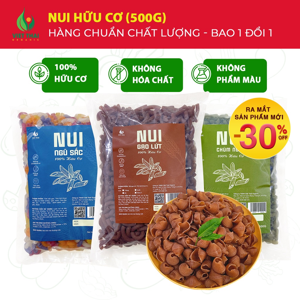 MỚI Nui Gạo Lứt, Nui Ngũ Sắc, Nui Chùm Ngây 100% Hữu Cơ Ăn Kiêng Eat Clean