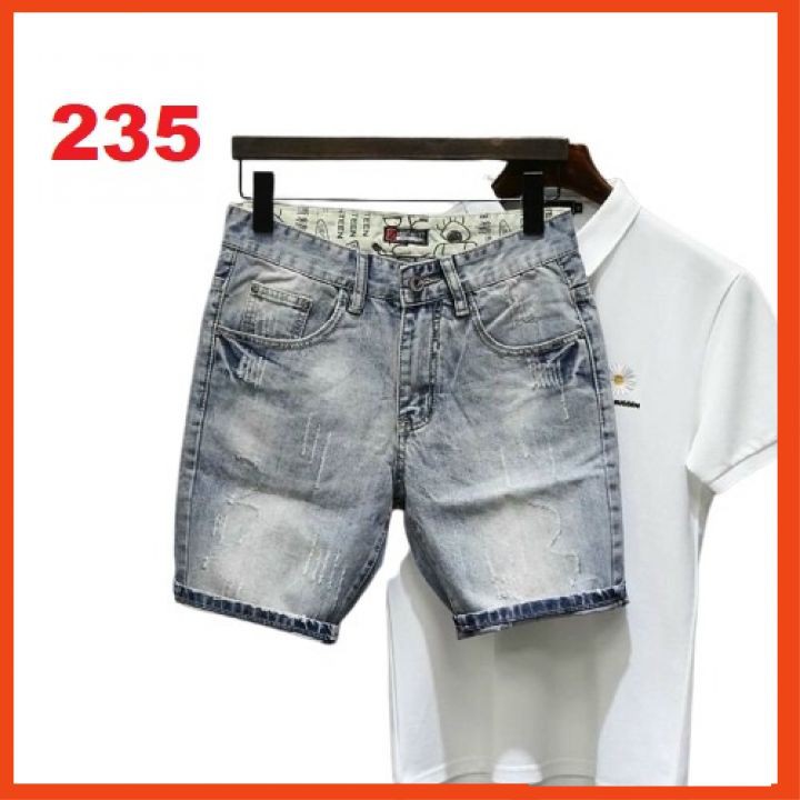 Quần short jean nam màu xanh chất demin - quần bò lửng nam co giãn thời trang cao cấp Luty_shop90 ms223