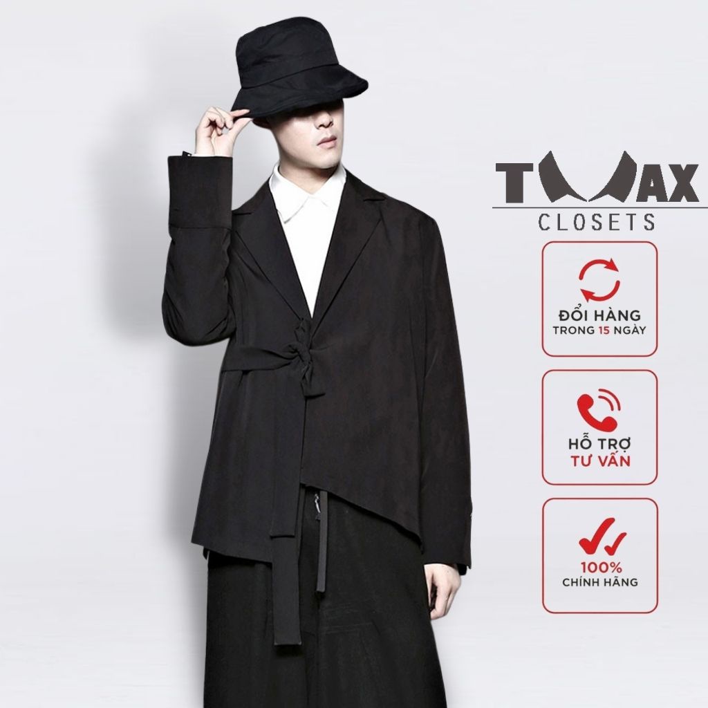 Áo Blazer nam nữ phong cách, cá tính UNISEX, thời trang nam Hàn Quốc, có dây buộc, dáng sơ mi TMAX Closets mã TM-SM1020