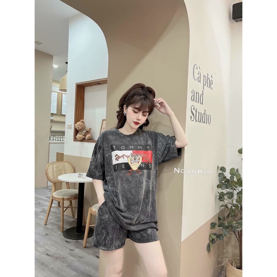 Set Bộ Thời Trang Form Rộng Phối Họa Tiết Chất Thun Cotton Phối Lạnh 3D Co Giãn Đẹp, Mềm, Mịn, Mát