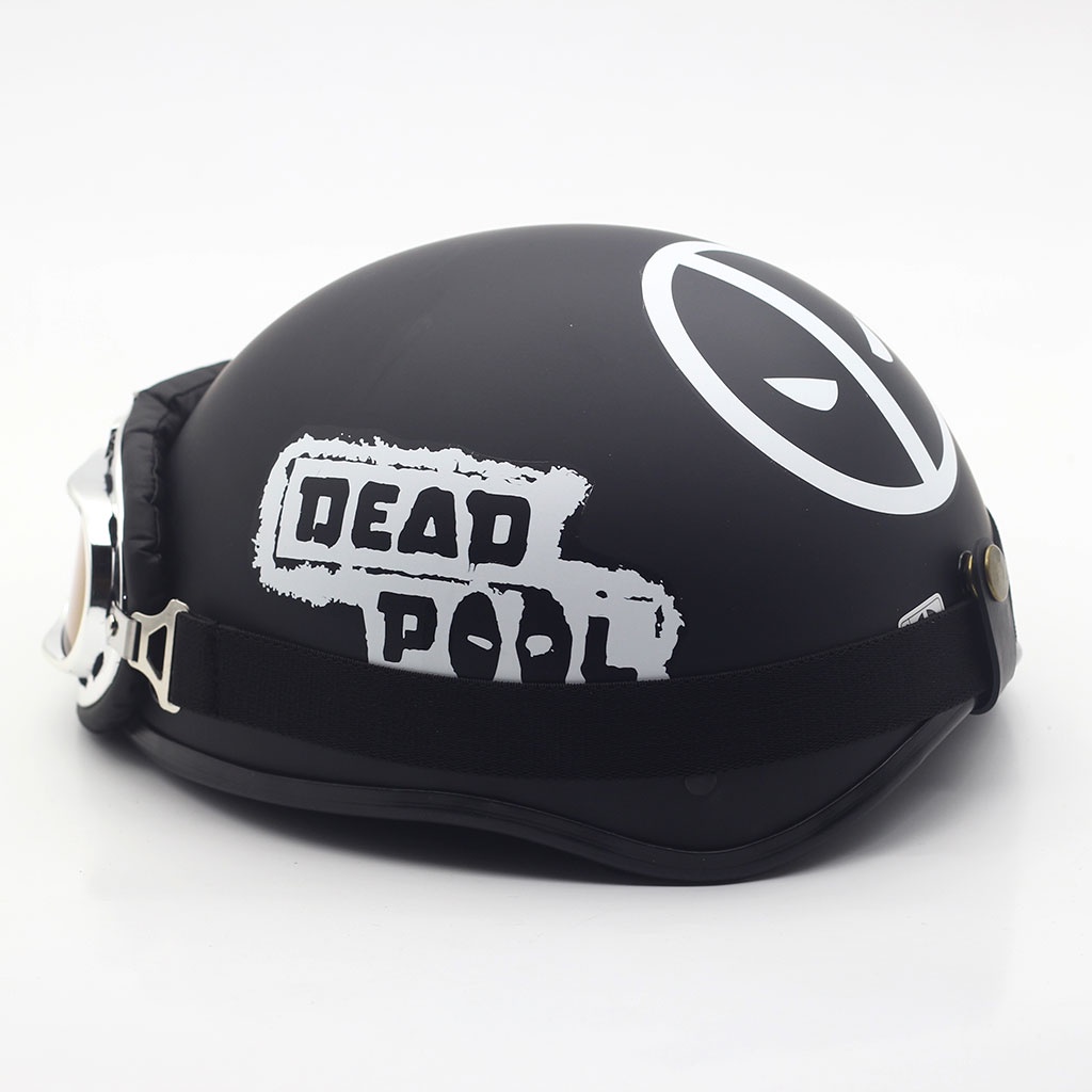 Mũ bảo hiểm nửa đầu Deadpool chữ trắng - Mũ 1/2 cute, Thế Giới Mũ Bảo Hiểm
