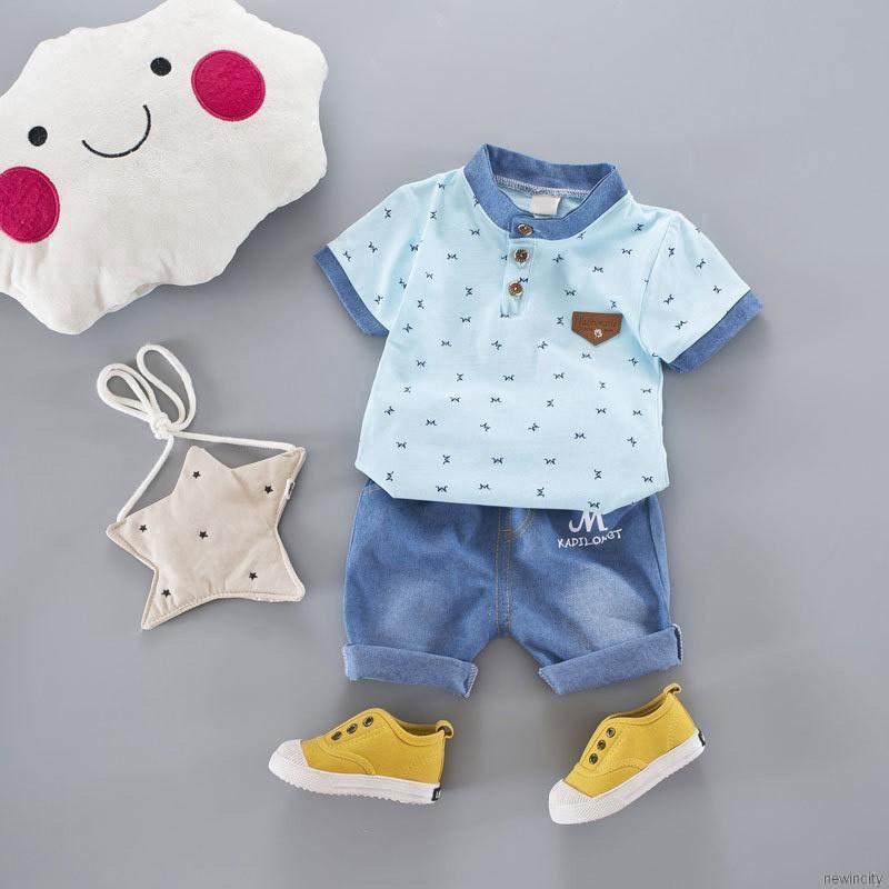 Set áo thun polo &amp; quần short đáng yêu cho bé trai