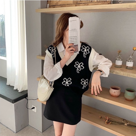 [Augustcloth] Áo gile khoác ngoài bông hoa phong cách Hàn Quốc