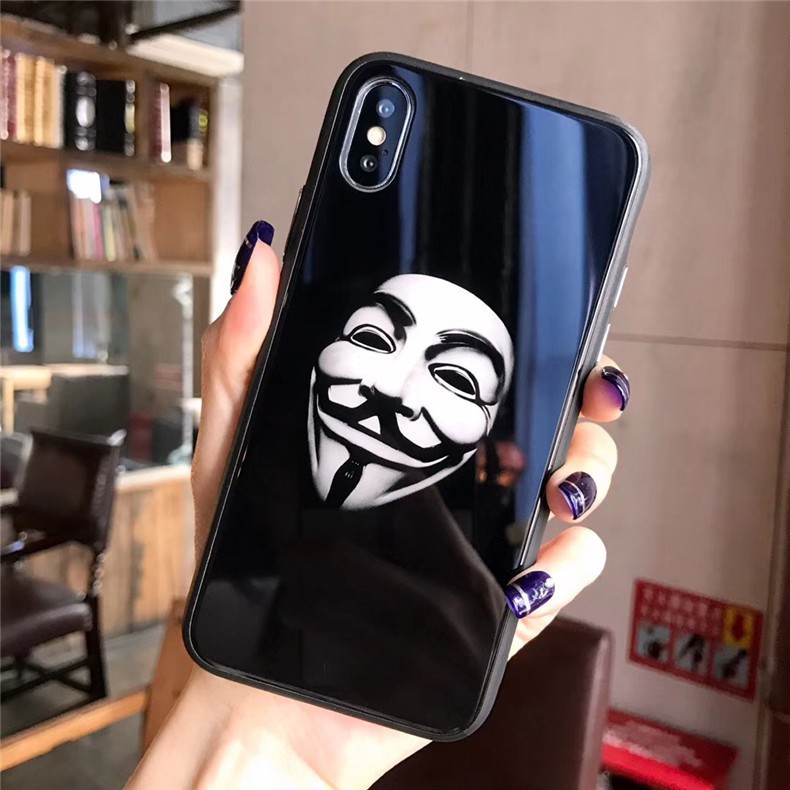 ốp lưng iphone ốp kính cường lực hacker Anonymous  dành cho iphone 6 6s 7 8  x xs xsmax 11 pro max - k249