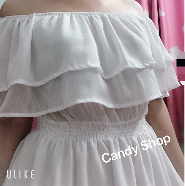 Đầm maxi voan trễ vai bèo xinh xắn + Ảnh thật | BigBuy360 - bigbuy360.vn