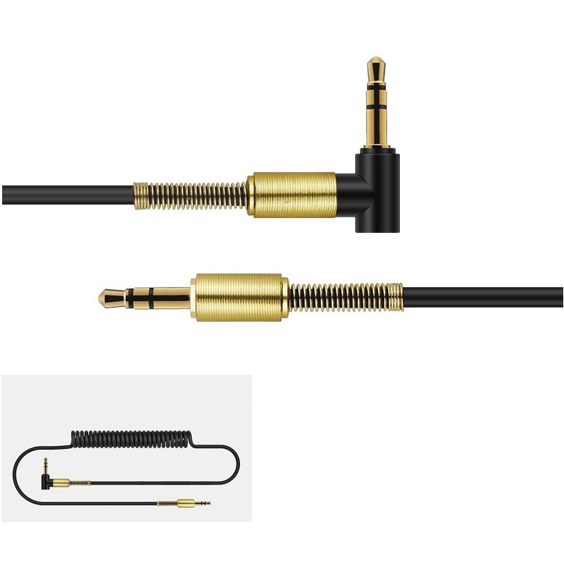 Cáp loa 2 đầu dương lò xo chống rối bẻ góc 90 độ