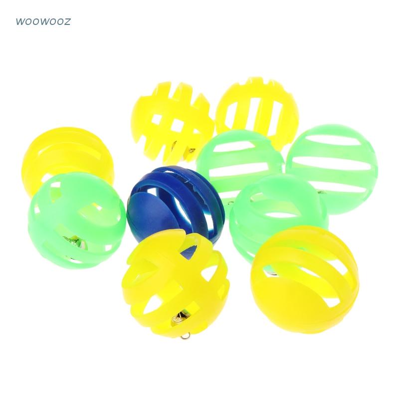 Set 10 quả bóng nhựa đồ chơi đường kính 3.5cm có chuông nhỏ cho mèo cưng