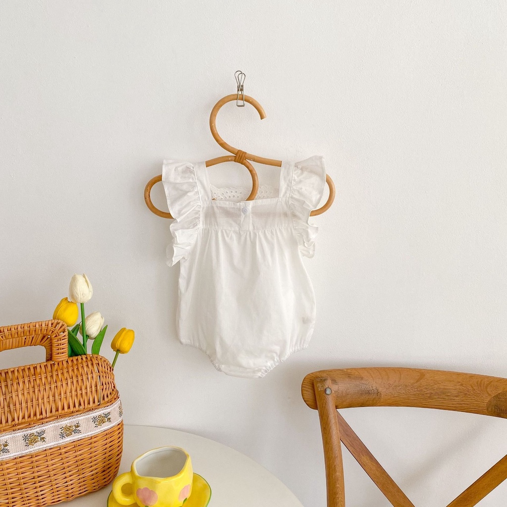 Váy Bodysuit cho bé gái sơ sinh trẻ em 3 tháng đến 2 tuổi BABY112.VN kiểu hàn quốc chất liệu cotton nền trắng thoáng mịn