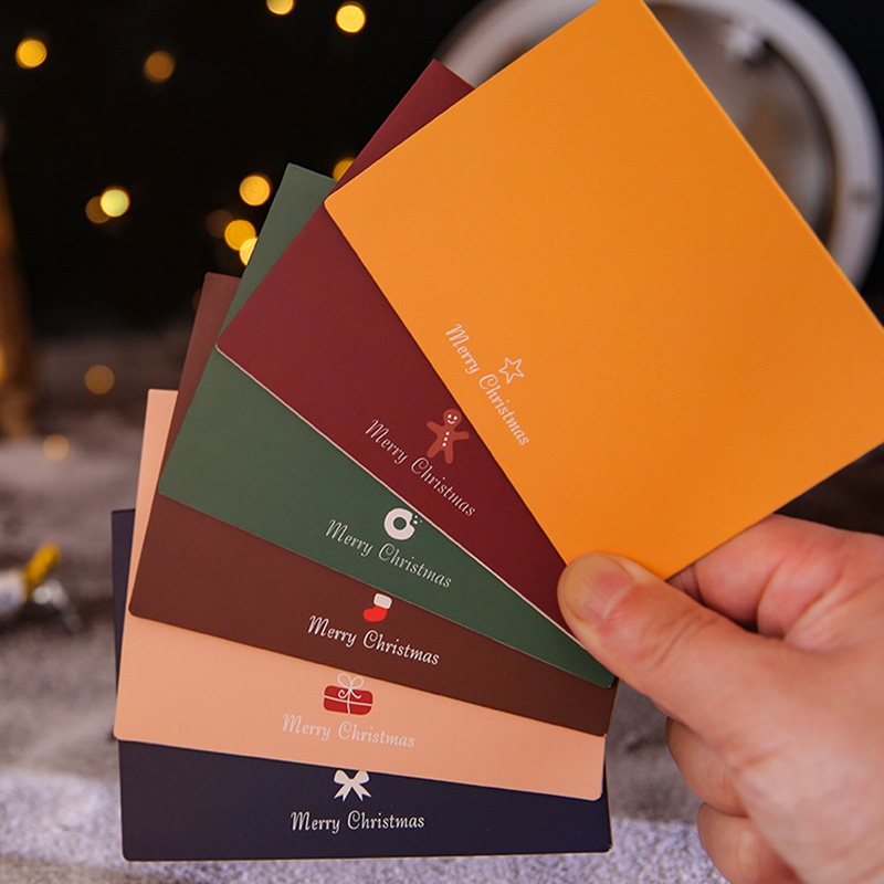 Set 6 thiệp giáng sinh họa tiết ông già Noel hoạt hình dễ thương