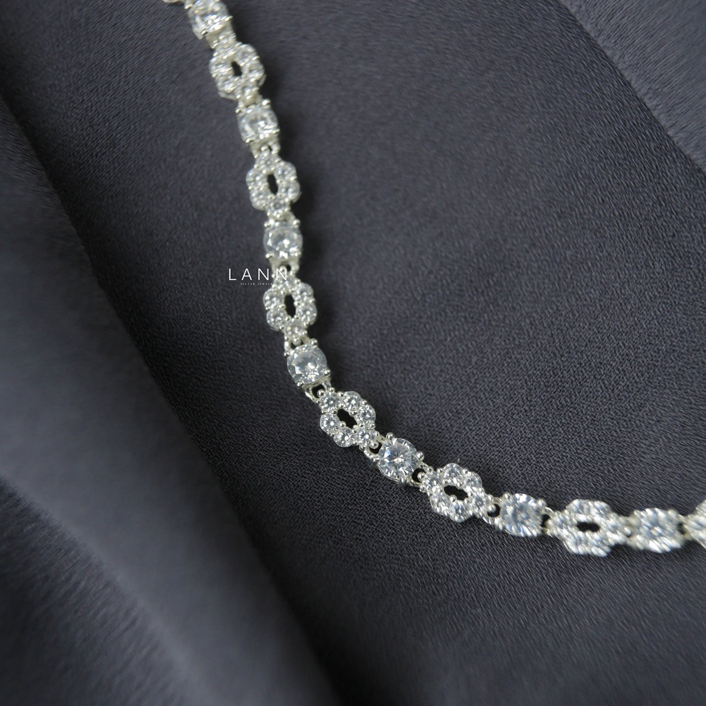 Lắc tay đá mix đường tròn đá BẠC S925 LANN B172
