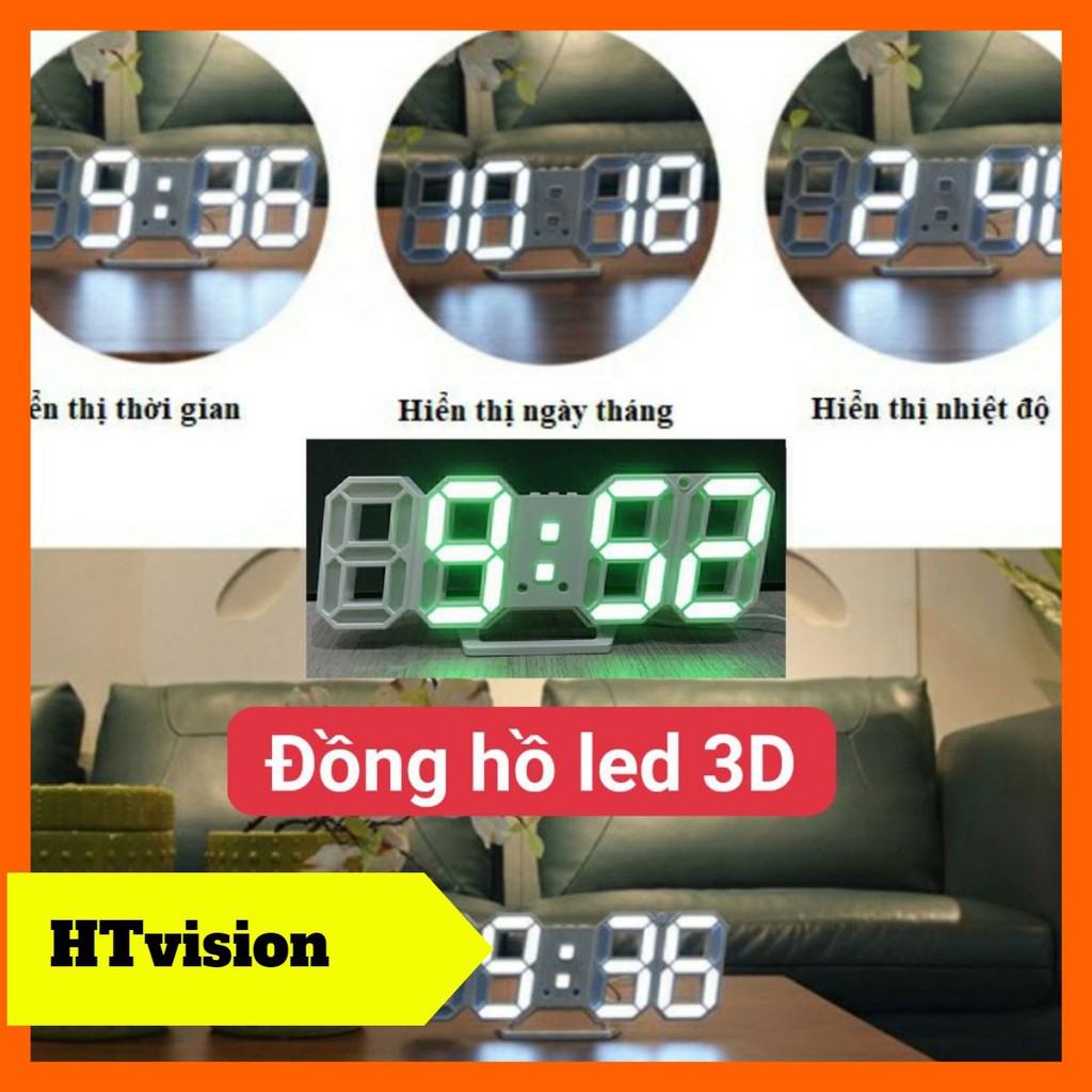 Đồng hồ led 3D treo tường để bàn thông minh trang trí siêu xinh cho không gian của ban