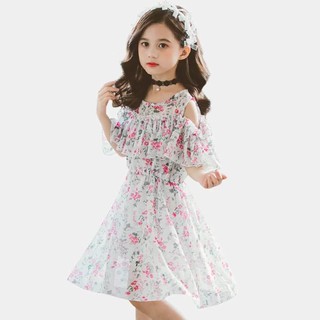 Đầm bé gái trắng voan hoa nhí mã 107