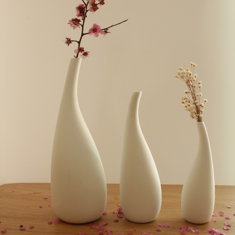 Bình hoa lọ hoa gốm sứ trắng đơn giản decor phòng phong cách bắc âu