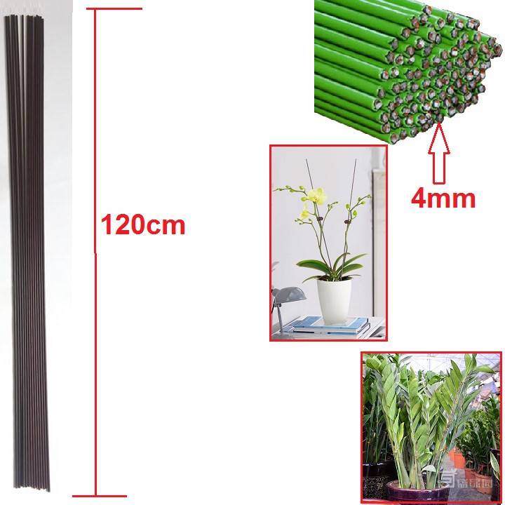 Set 1 kg que thép bọc nhựa màu xanh phi 3.5mm, dài 90cm hoặc 120cm