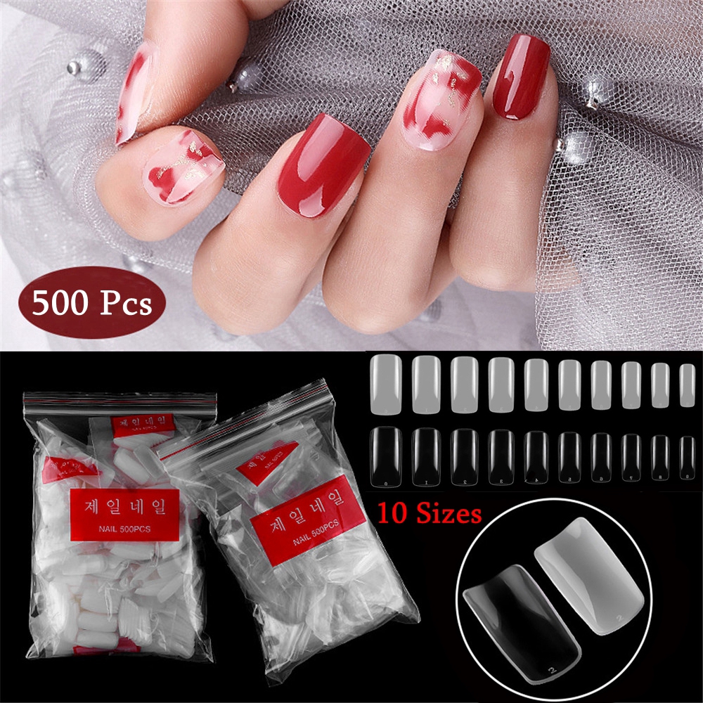 Bộ 500 móng tay tự nhiên trong suốt dùng để nối móng cao cấp