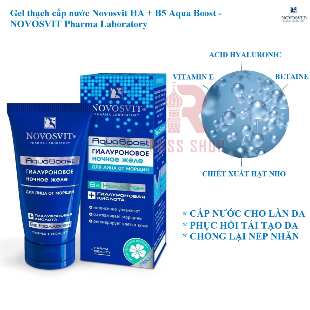 Gel Thạch Cấp Nước Novosvit HA + B5 Aqua Boost - NOVOSVIT Pharma Laboratory
