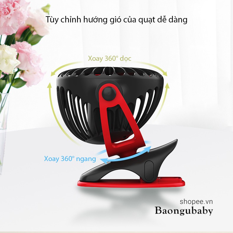 [Chính Hãng - Bảo hành 6 tháng]Quạt mini để bàn tích điện Yoobao 6400 mAh chân kẹp, xoay góc 720 độ, sạc usb thông minh