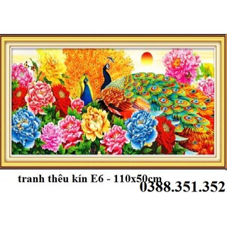 (KHO SỈ)  Tranh thêu chữ thập thêu kín Chim công 110*50cm