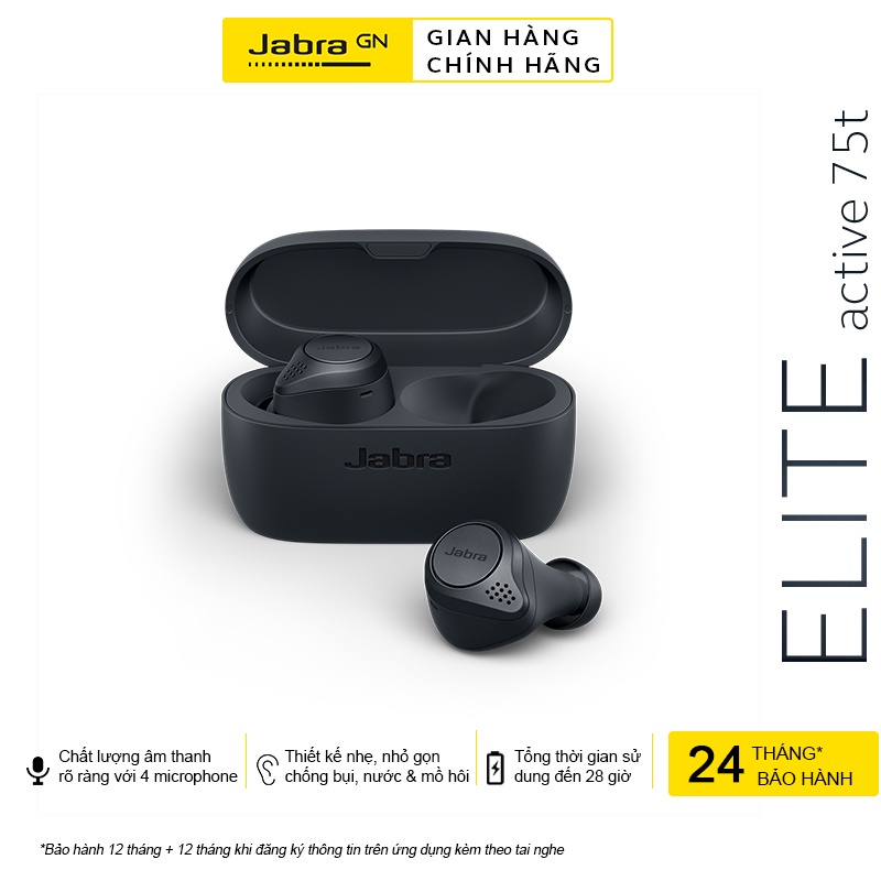 Tai Nghe Bluetooth True Wireless Jabra Elite Active 75T - Hàng Chính Hãng