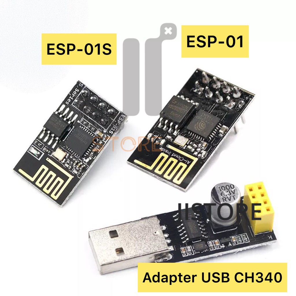 Bộ mô đun mạch phát triển IOT wifi ESP-01 ESP-01S ESP8266 AI-Thinker, module USB ADAPTER TO ESP, ĐẾ RA CHÂN ESP