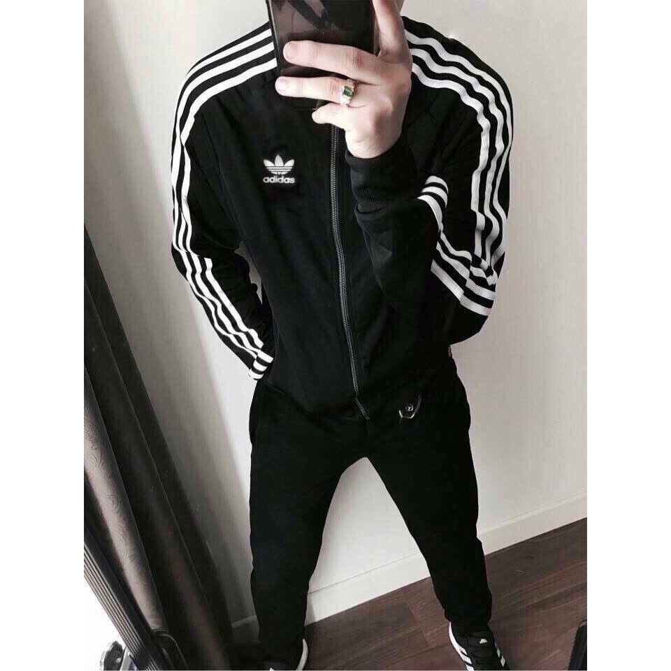 áo khoác thun da cá 3 sọc | BigBuy360 - bigbuy360.vn