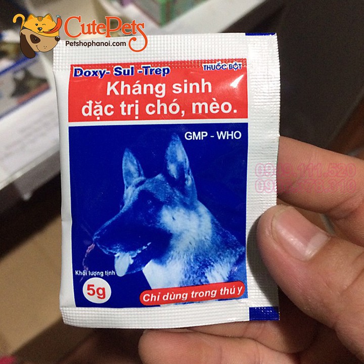 Doxy Sul Trep Hộp 25 gói Kháng sinh bột uống đặc trị bệnh chó, mèo - Petshophanoi