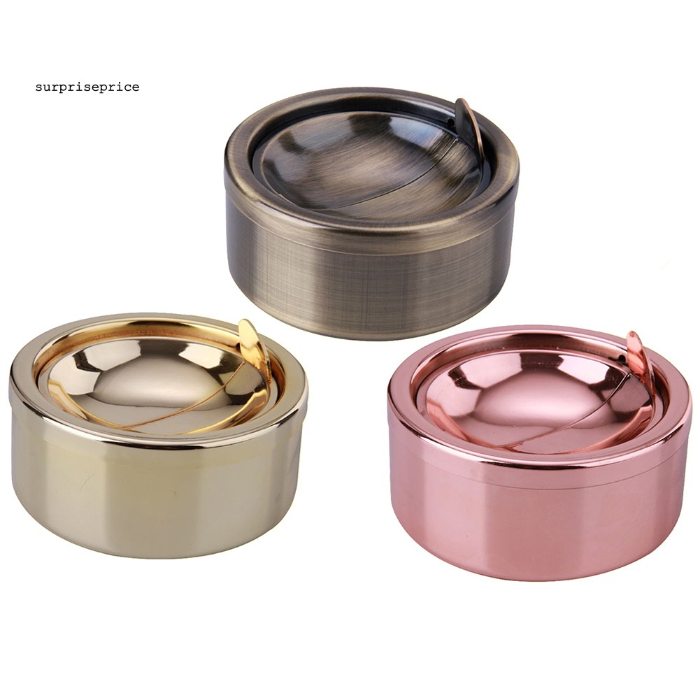 Gạt tàn thuốc lá bằng thép không gỉ hình tròn có nắp đậy tiện lợi