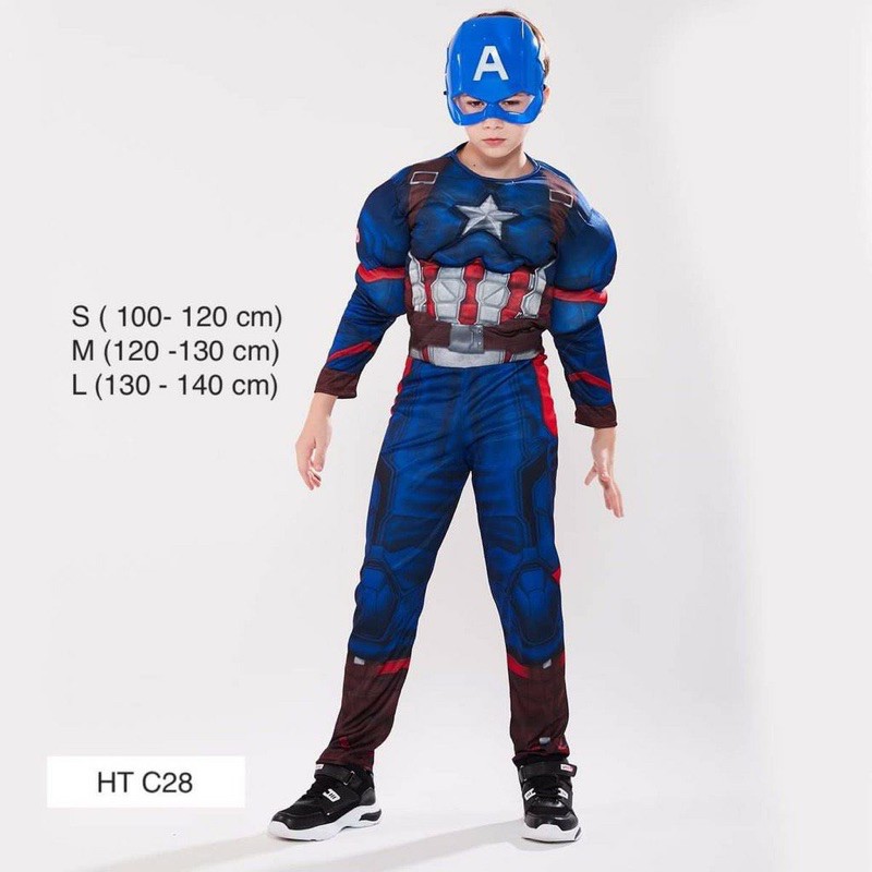 Bộ đồ Captain America/Iron man/Superman có cơ bắp kèm mặt nạ