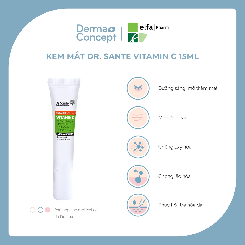 Kem mắt Dr. Sante Vitamin C làm mờ thâm và nếp nhăn quanh mắt - 15ml [NHẬP KHẨU CHÍNH HÃNG 100%]