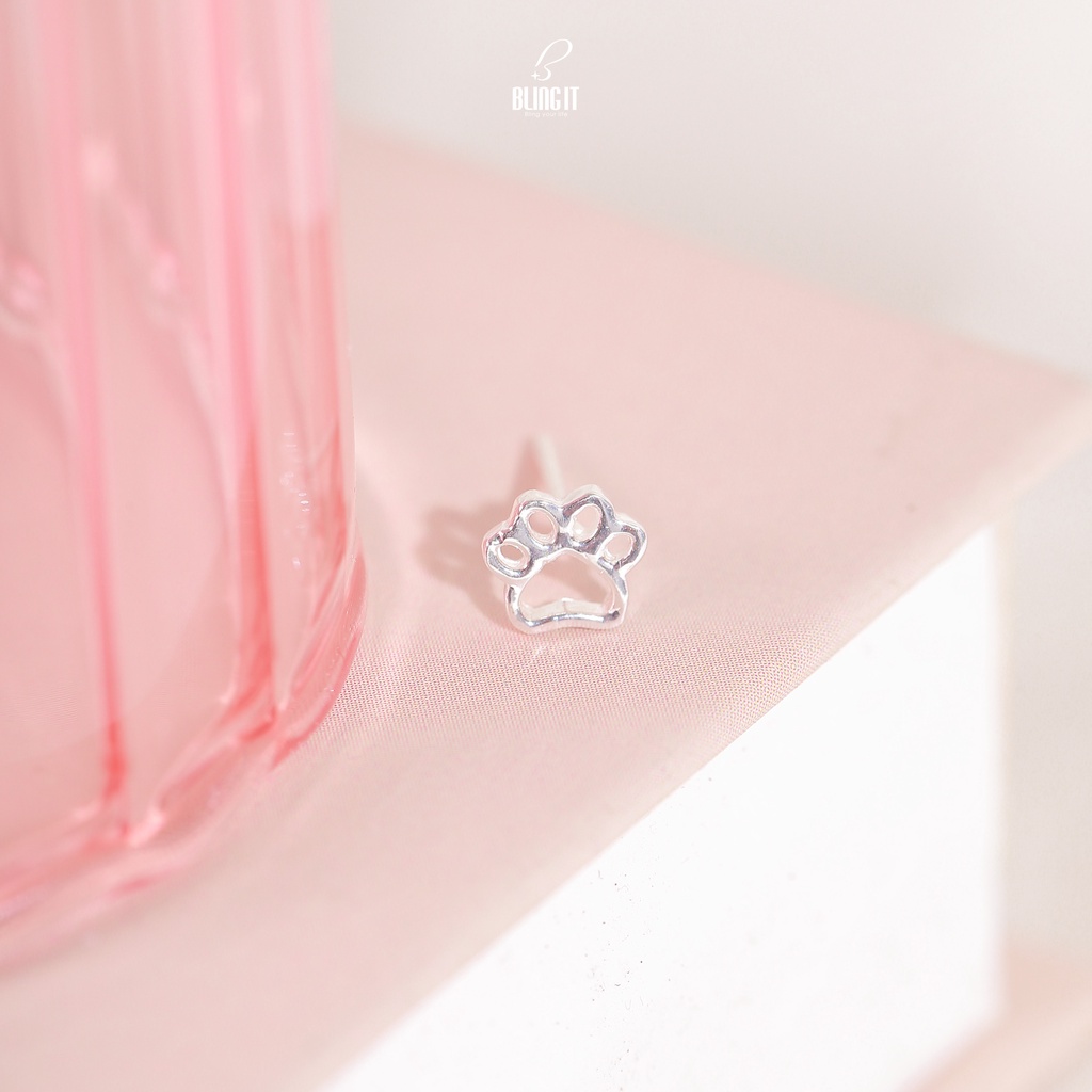 Bông Tai Nữ Bạc 925 BLING IT Họa Tiết Chân Cún Dễ Thương - BIBT504 (1 chiếc)