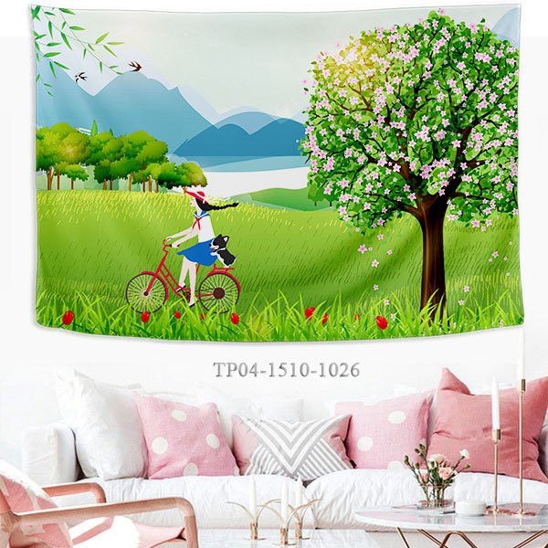 Tranh vải treo tường trang trí PHÒNG NGỦ, decor DREAM, CÔ GÁI, CON MÈO,