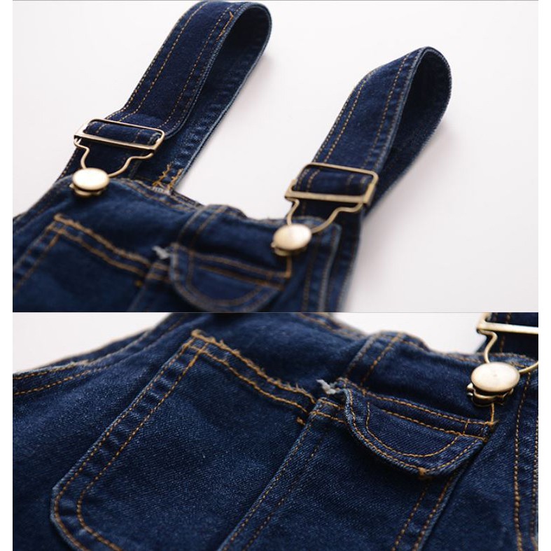 Yếm jean quần dài phối túi đơn giản cho bé trai và gái size đại
