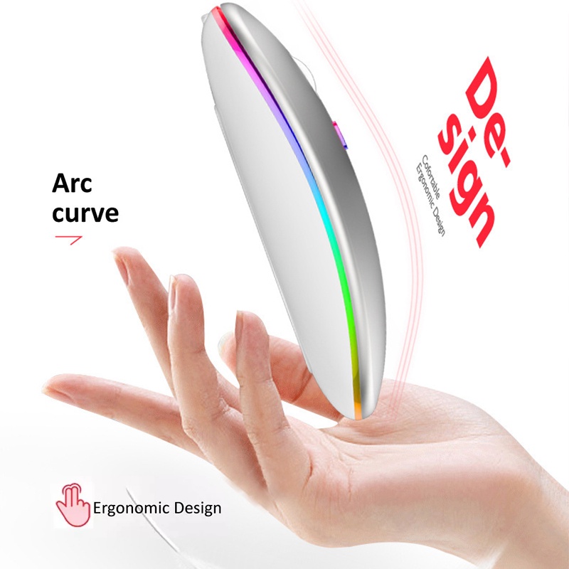 Chuột Không Dây Chơi Game Đèn LED RGB chuột, Dùng Pin Sạc, Click Không Gây Tiếng Ồn, Khoảng Cách Tín Hiệu 10-20m