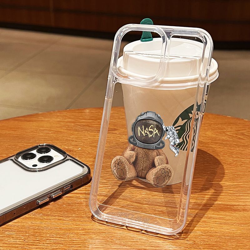 Ốp Điện Thoại Silicone TPU Mềm Trong Suốt Hình Gấu Cho IPhone 14 13 12 11 Pro X XR XS Max 6 6S 7 8 Plus