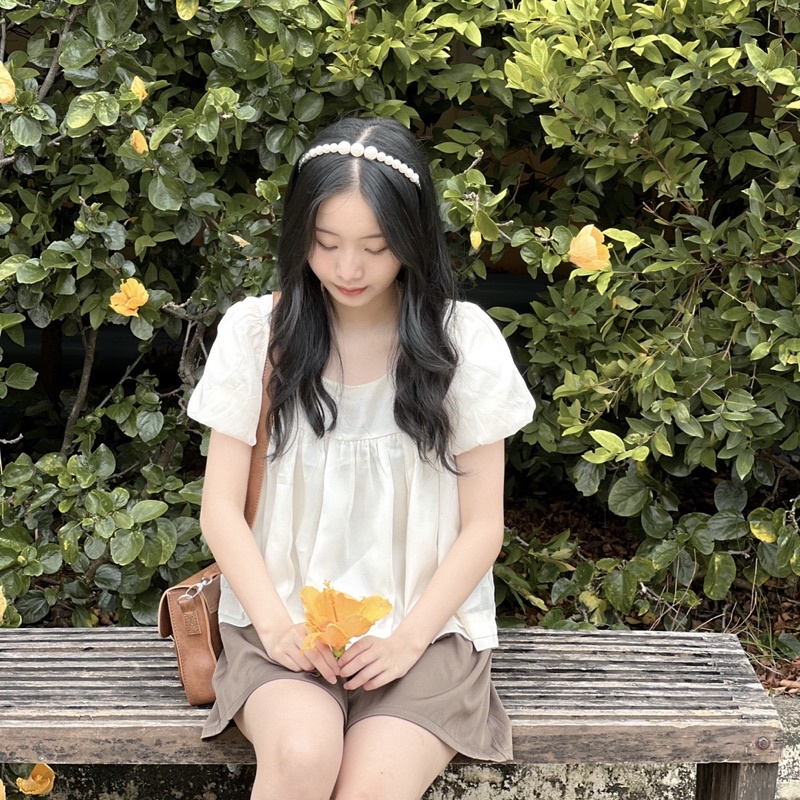 SET BABYDOLL VOAN QUẦN NÂU TÂY (ảnh thật/video)