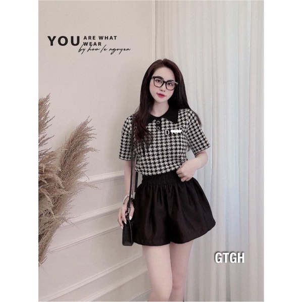 Áo len ziczac chữ D ngực cổ bẻ hàng QC