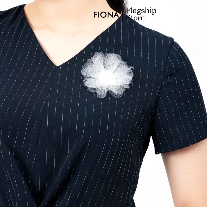 Đầm Ôm Công Sở Nữ FIONA, Đầm Thiết Kế Cổ Tim Xoắn Eo Quyến Rũ Màu Tim Than Mã F451223