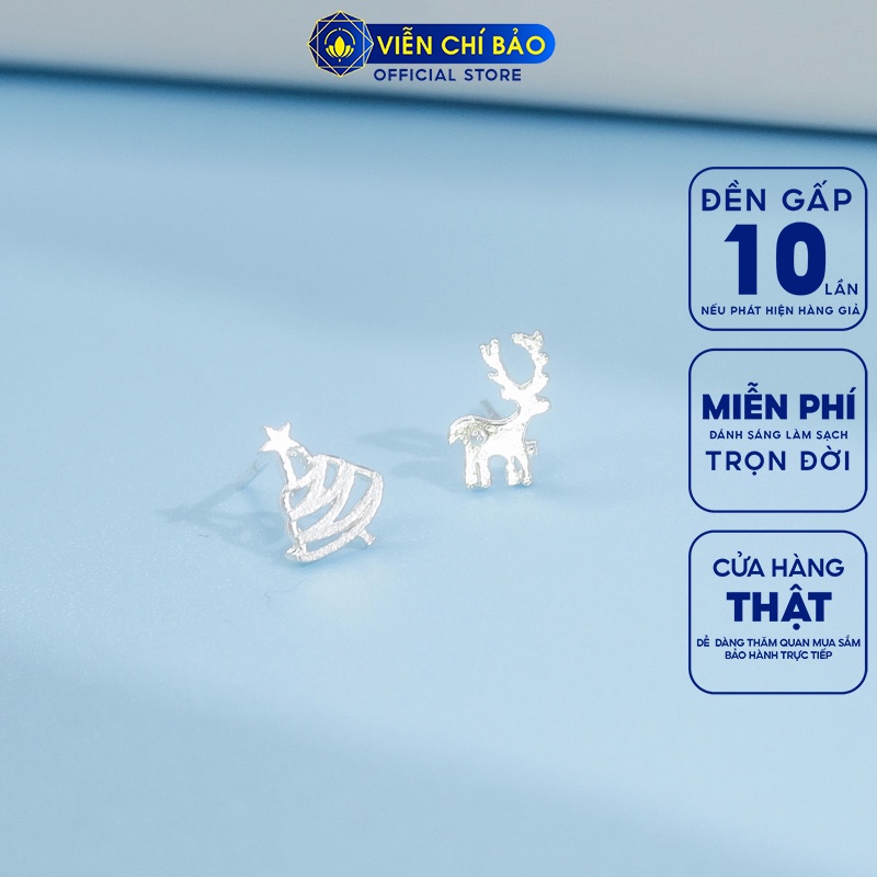 Bông tai cây thông và tuần lộc chất liệu bạc 925 thời trang phụ kiện trang sức nữ thương hiệu Viễn Chí Bảo E085