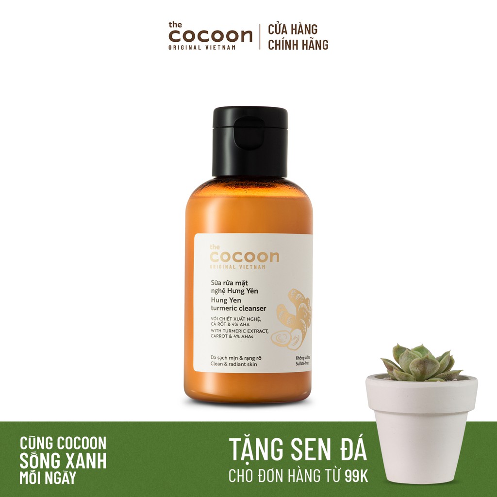 Sữa rửa mặt nghệ Hưng Yên Cocoon giúp da sạch mịn và rạng rỡ 140ml