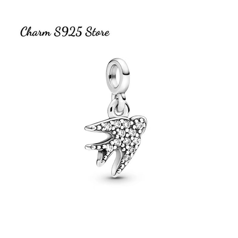 charm pan me size mini mix vòng chim én bạc s925 cao cấp