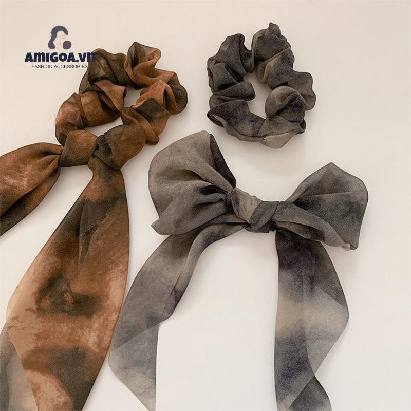 ✨✨Dây Cột Tóc Chiffon Màu Gradient Phối Dây Ruy Băng Dễ Thương