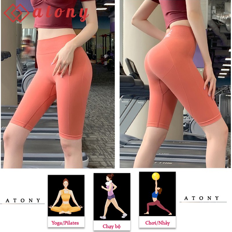 Quần Lửng Tập Gym ATONY Co Giãn 4 Chiều, Cạp Cao, Thoáng Mát, Chất Xịn - Tập Gym, Yoga, Aerobic, Zumba