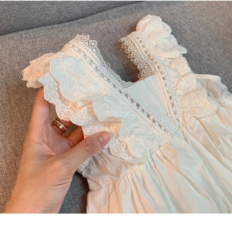 Đầm Công Chúa Sát Nách Màu Trắng Trơn Thời Trang Mùa Hè Cho Bé Gái