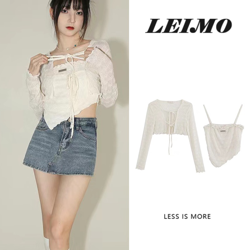 Set Áo croptop Tay Dài + Quần Ngắn Thời Trang Mùa Hè Cho Phái Nữ