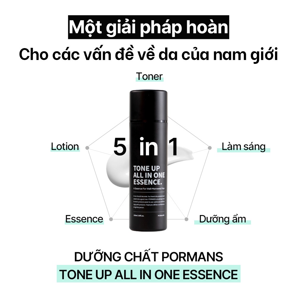 Tinh chất nâng tông tất cả trong một Pormans làm sáng và trắng da dành cho nam 150ml