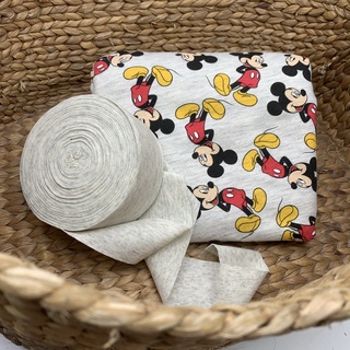 Vải cotton 100% co giãn 2 chiều may quần áo hè - mickey xám