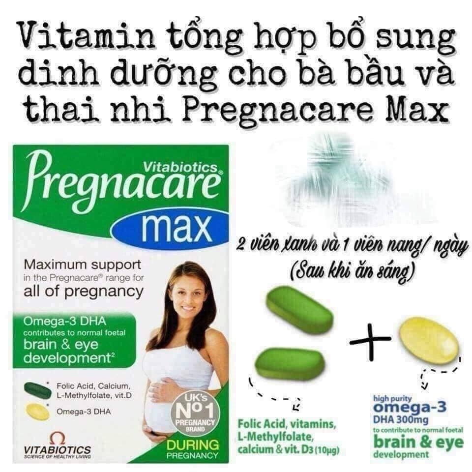 Vitamin tổng hợp cho bà bầu Pregnacare Max, Anh (84 viên) bổ sung Vitamin C, D3, DHA, Axit Folic cho bà bầu, mẹ sau sinh
