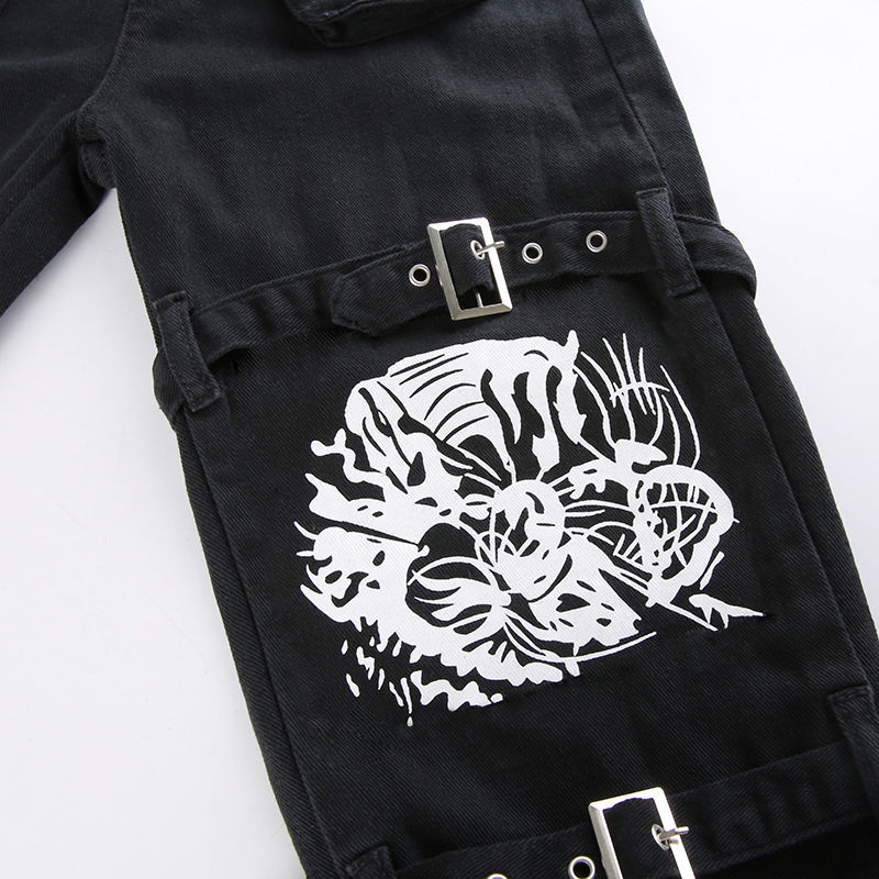 Quần jeans phong cách đường phố cá tính thời trang Nhật Bản cho nữ
