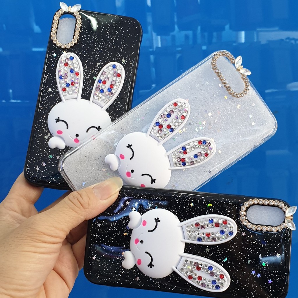 Ốp Đính Đá Tai Thỏ  Đính Đá Siêu cute đáng yêu